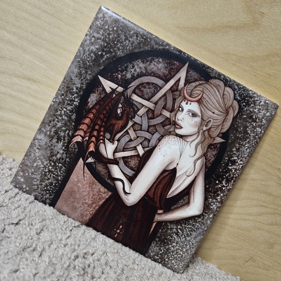 Jessica Galbreth Dragon Witch Ceramic Tile Art /Lanka Wall Tiles - Picture 3 of 9